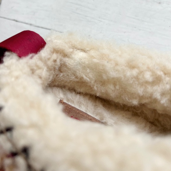 UGG Women's Platform Tazz Shearling Slippers Natural US 8 BRAID Ivory Red Fur - Picture 16 of 16